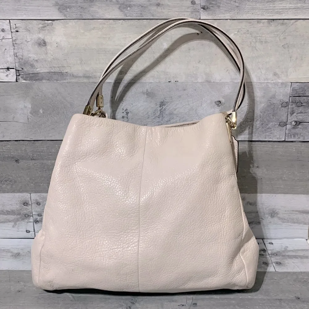 Coach Madison Leather Phoebe Satchel Cream